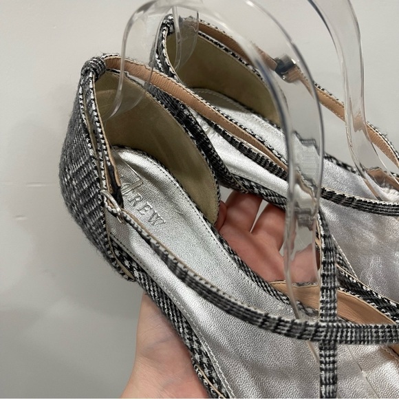 J. Crew Sadie Criss-cross Plaid Sandal Beaded Flower Pointed Toe Women’s 9 - Picture 4 of 11